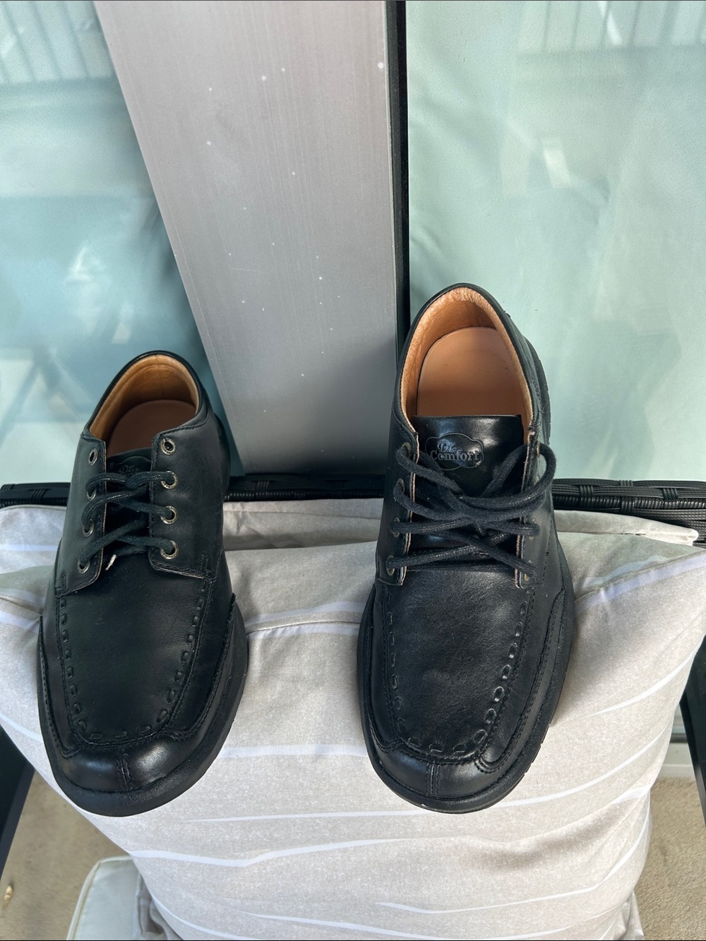 Men's Black Leather Moc Toe Lace-Up Slip-On Shoes